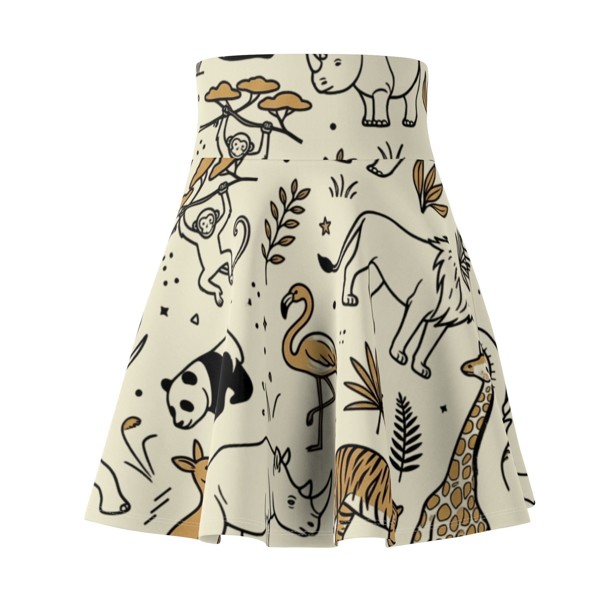 Wildlife Doodle  Skirt — Cute Safari Animal Print