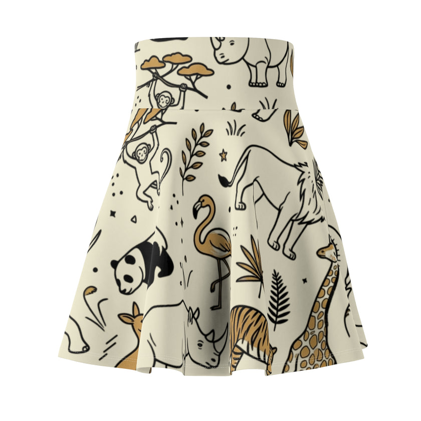 Wildlife Doodle  Skirt — Cute Safari Animal Print