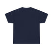 Plain navy blue short sleeve t-shirt, back view, minimal casual clothing