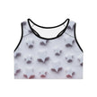 White sports bra with 3D star pattern and black trim, creative activewear top