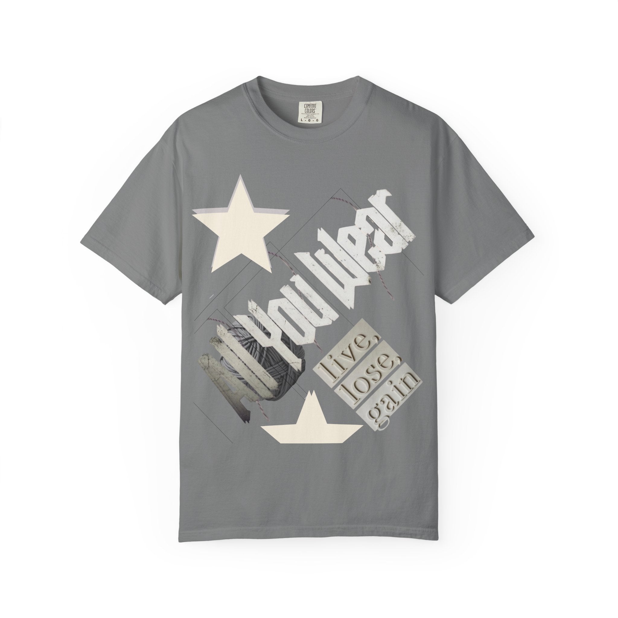 All You Wear! Vintage 'Live, Lose, Gain' Star T-Shirt — Yarn Ball Typography