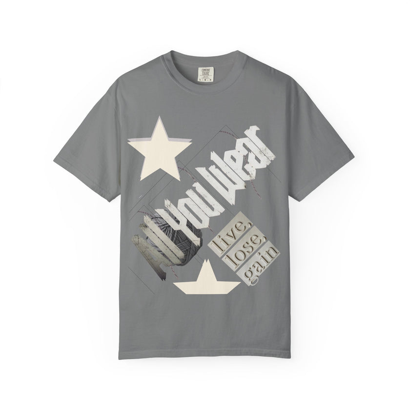 All You Wear! Vintage 'Live, Lose, Gain' Star T-Shirt — Yarn Ball Typography