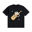 Pick Me skeleton guitar graphic tee — skeleton strumming a guitar with PICK ME text, Catch Phrase Poet