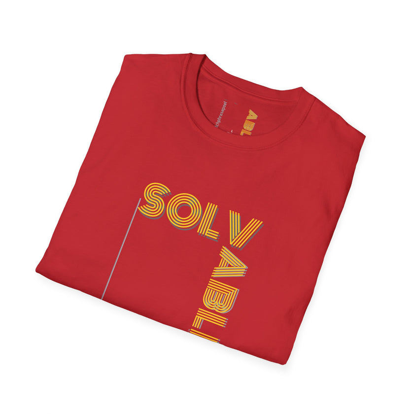 Solvable Graphic T-Shirt — Gold Text Puzzle Design