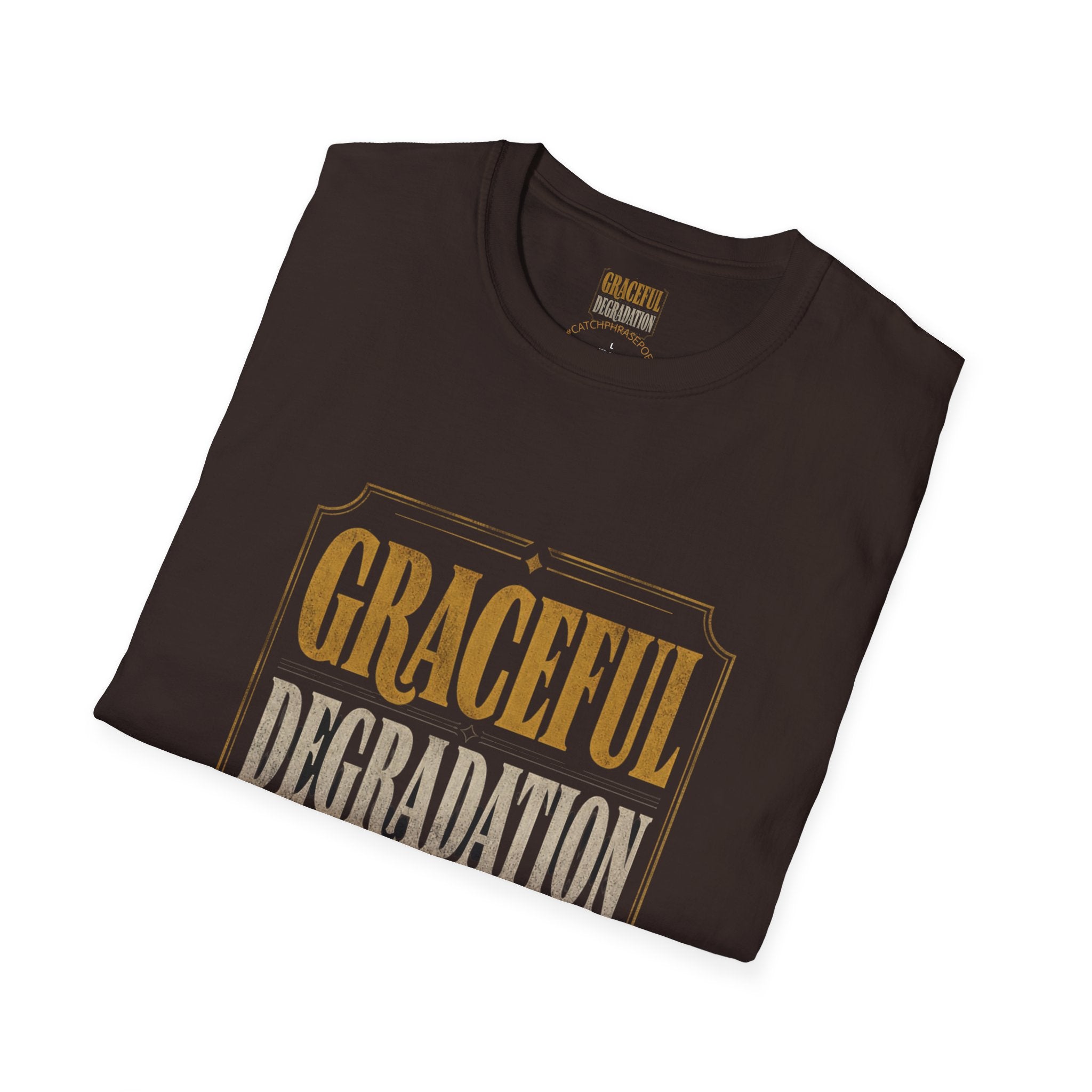 Graceful Degradation T-Shirt — Vintage Gold Gothic Graphic Tee