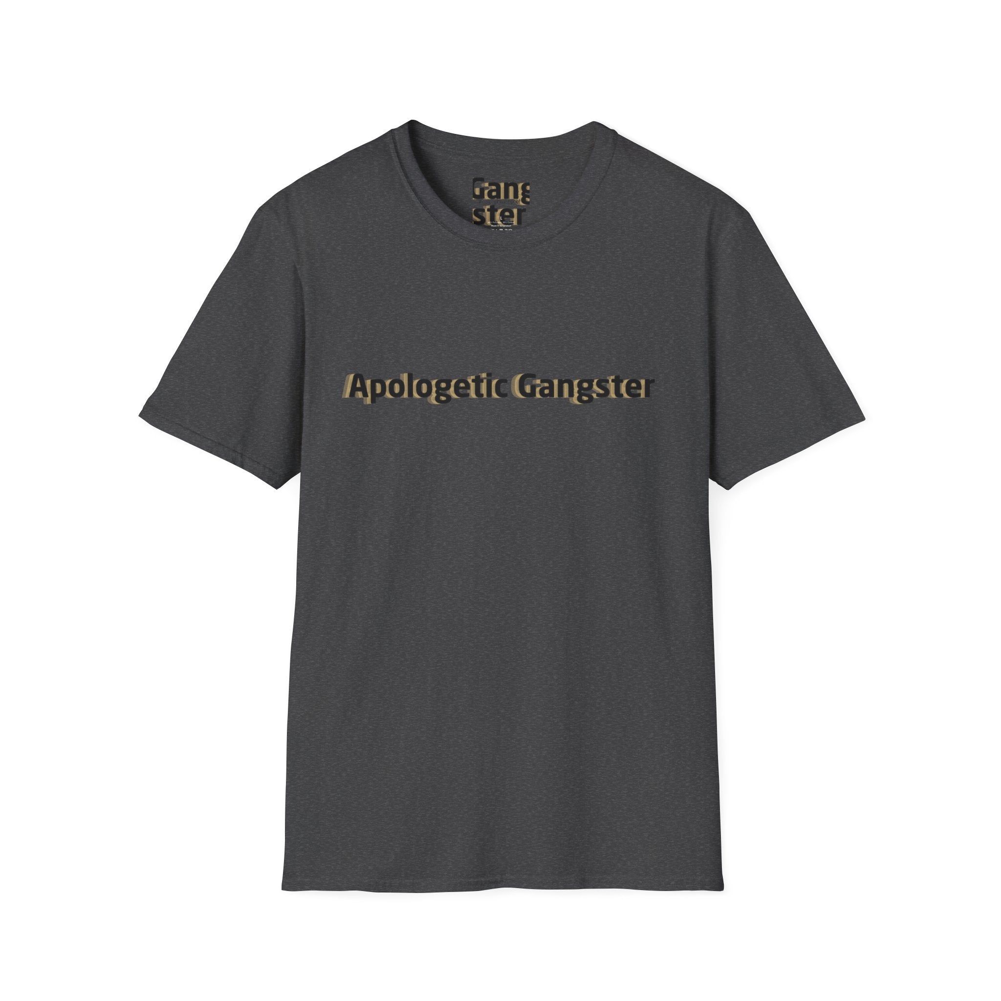 Apologetic Gangster T-Shirt | Text Graphic Tee, Grey Cotton