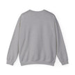 Back view of plain light gray crewneck sweatshirt with long sleeves, unisex style
