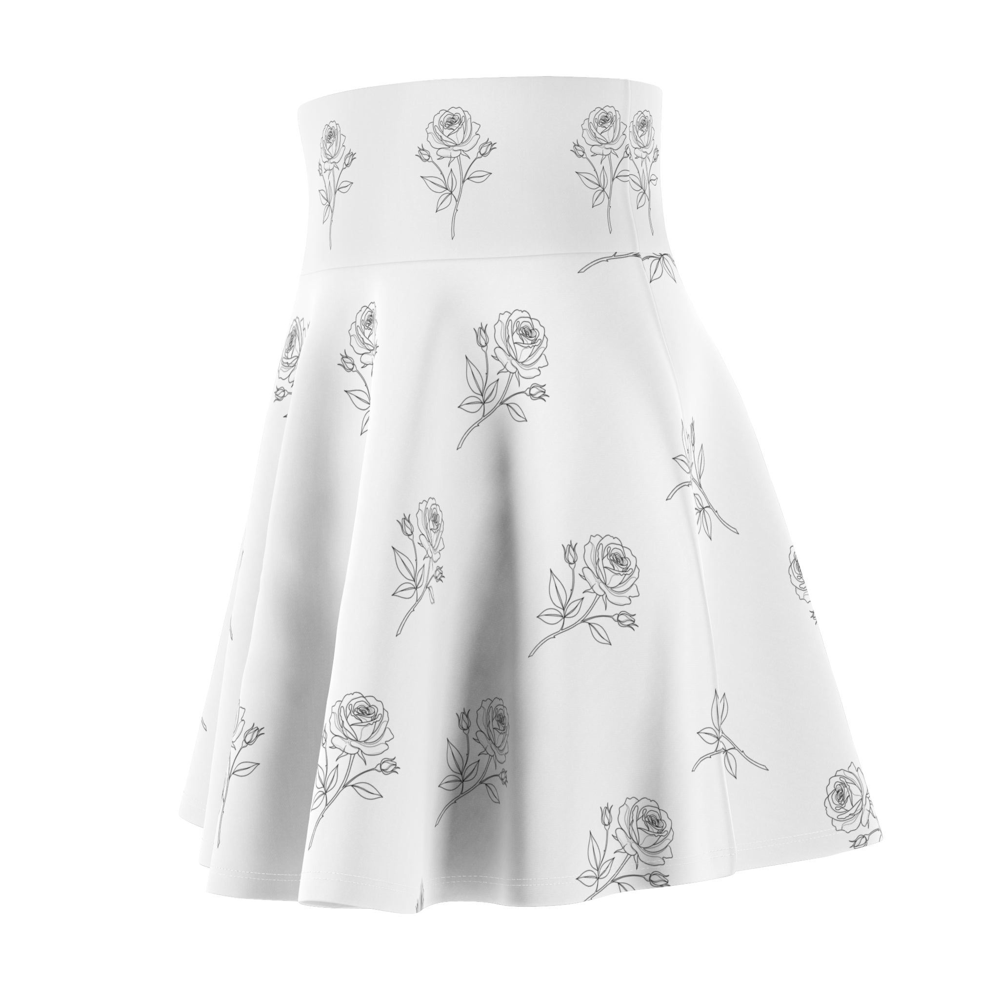 Hand-Drawn Pencil Rose Floral Summer Skirt | Take Time Smell Roses AOP