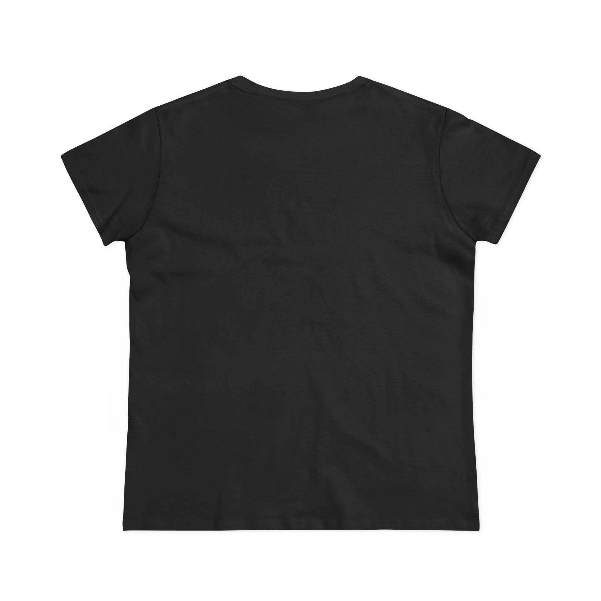 Back view of plain black short sleeve t-shirt on white background