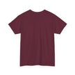 Back view of plain maroon short sleeve t-shirt on white background