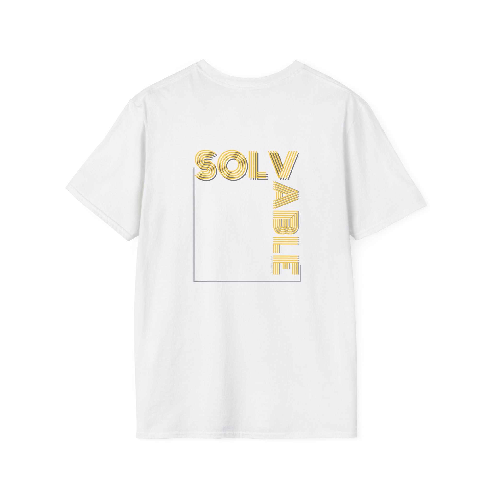 Solvable Graphic T-Shirt — Gold Text Puzzle Design
