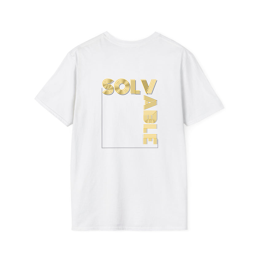 Solvable Graphic T-Shirt — Gold Text Puzzle Design