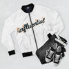 Be About It Script Bomber Jacket — Men's Influential All Over Print Bomber