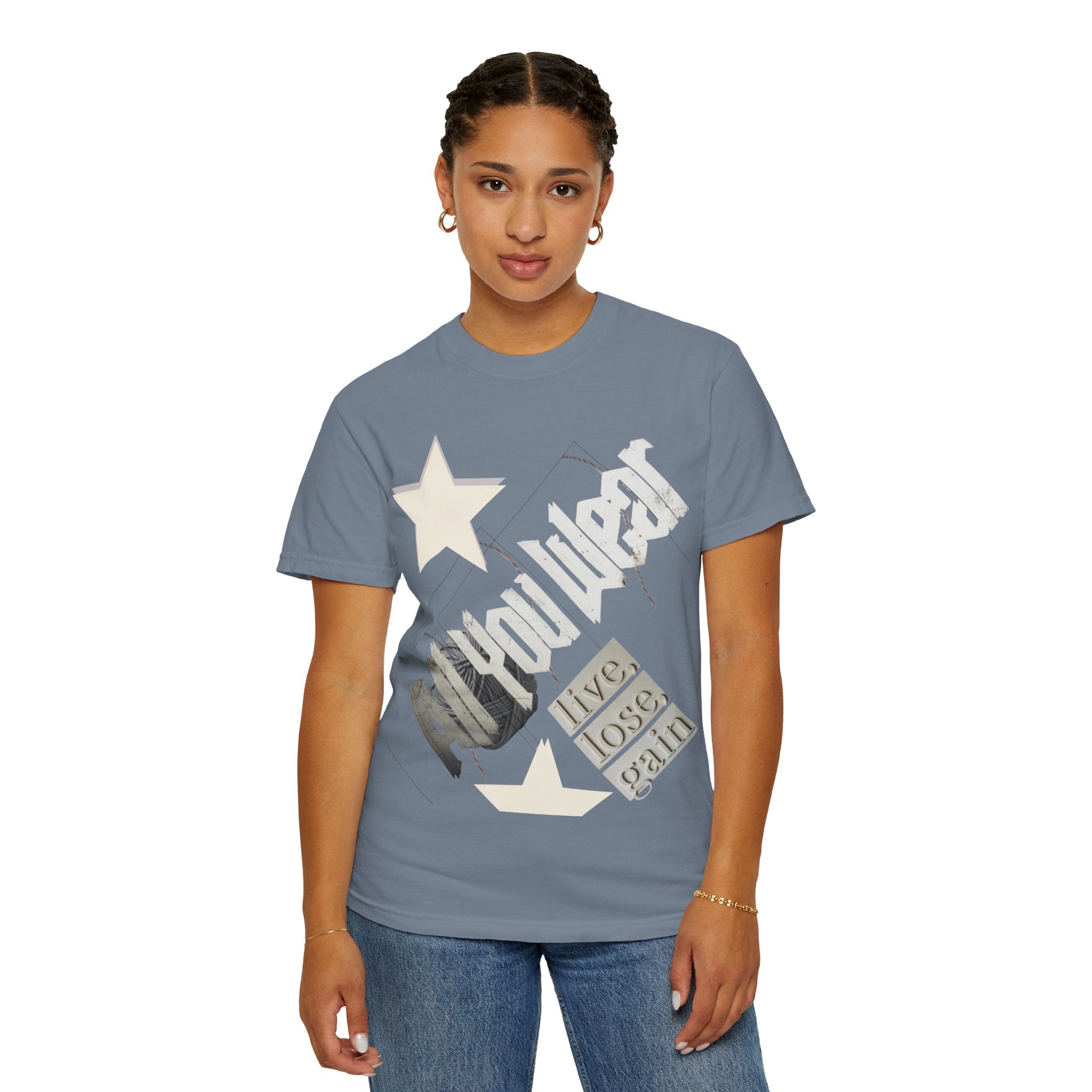 All You Wear! Vintage 'Live, Lose, Gain' Star T-Shirt — Yarn Ball Typography
