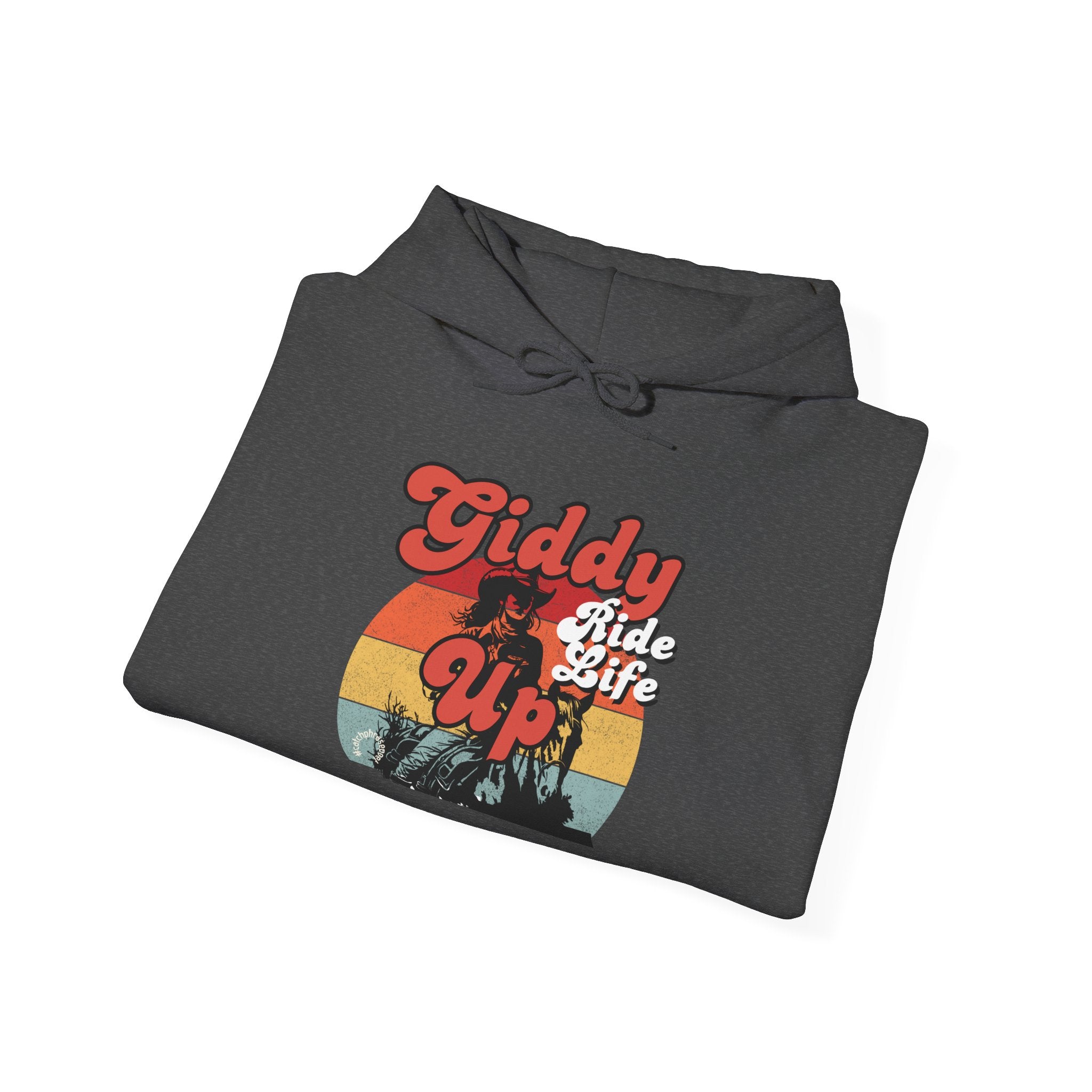 Giddy Up Retro Sunset Cowboy Hoodie | Ride Life Western Graphic
