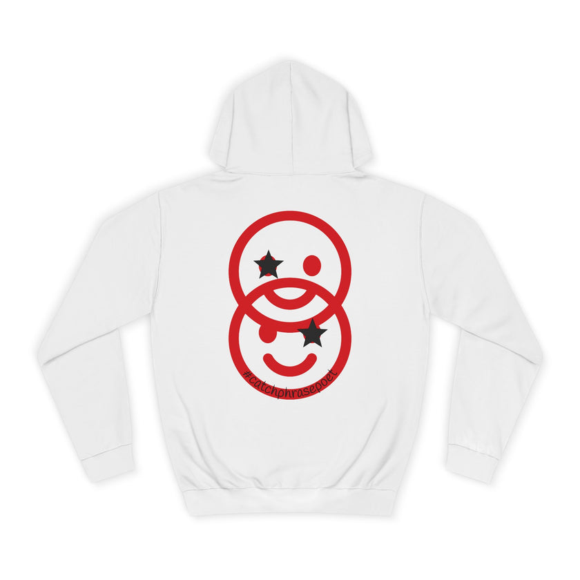 Duo Smile Star Hoodie — Red Double-Wink Graphic College Hoodie