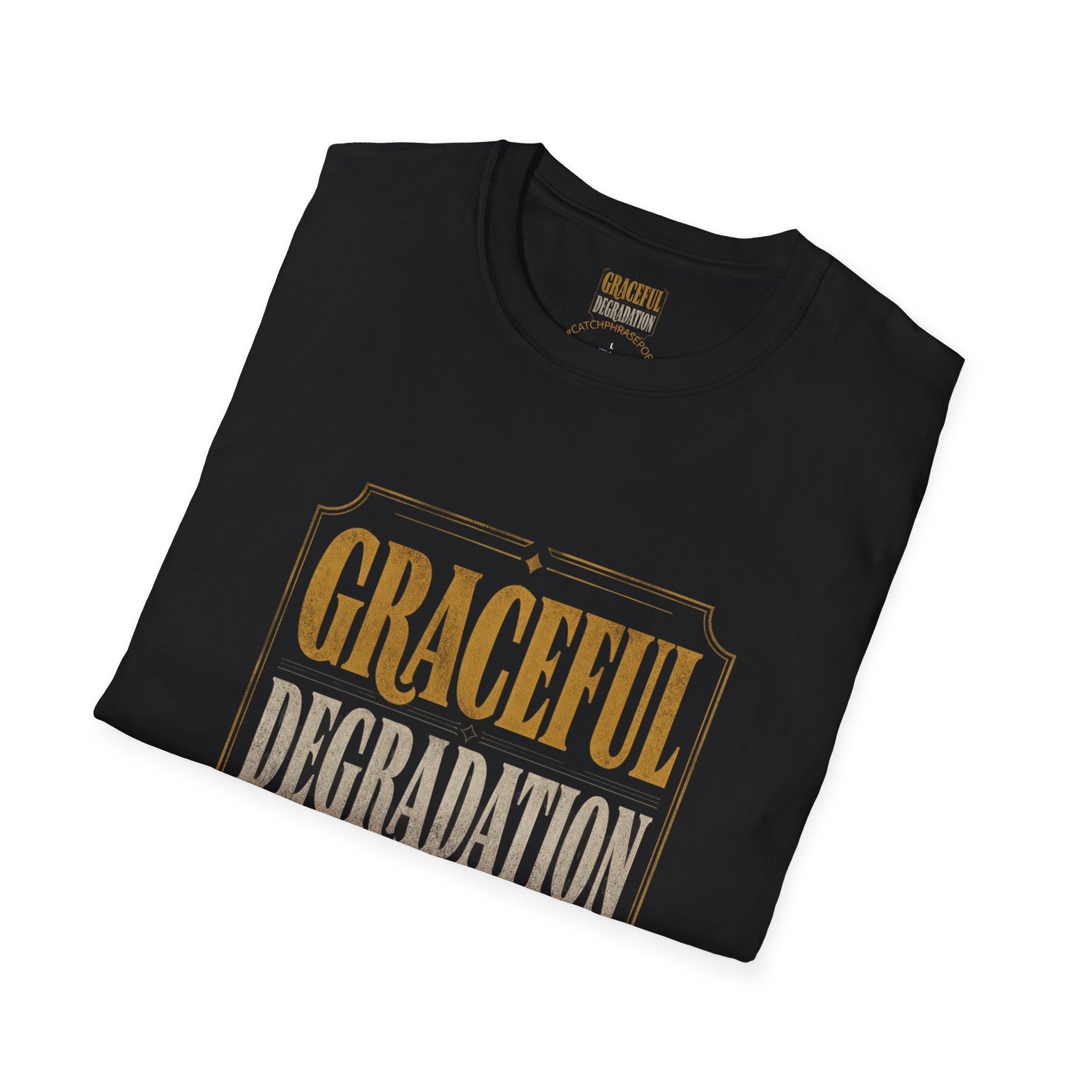 Graceful Degradation T-Shirt — Vintage Gold Gothic Graphic Tee