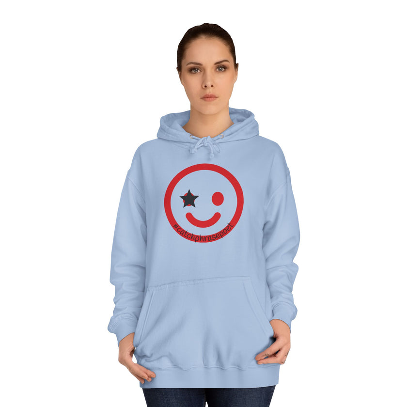Duo Smile Star Hoodie — Red Double-Wink Graphic College Hoodie