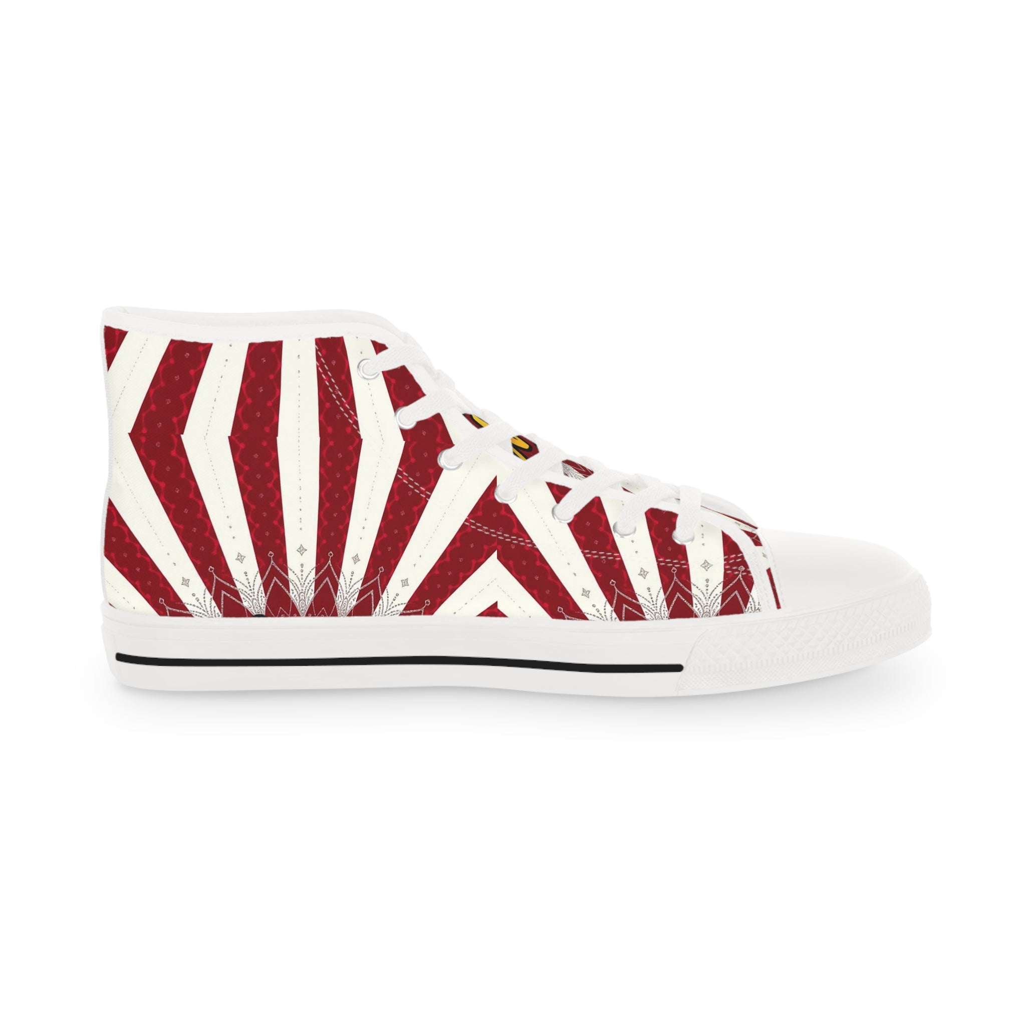 Urban Kicks Red Sunburst High-Top Sneakers — Men's Street Style glide