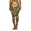 Gold Metallic Bubble Shaping High-Waist Yoga Leggings