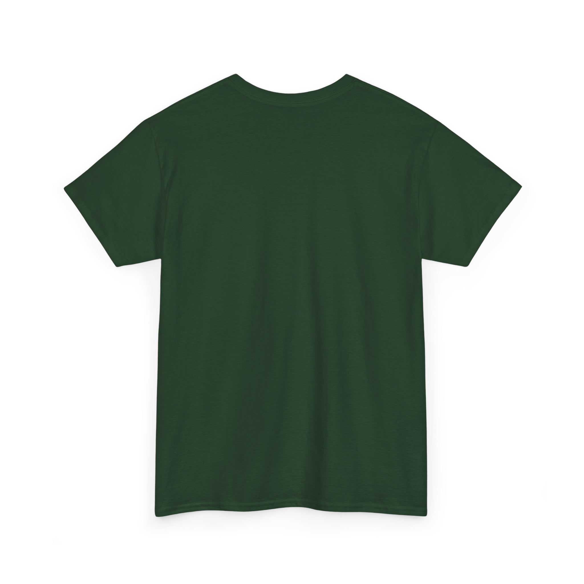 Plain dark green short sleeve t-shirt back view on white background