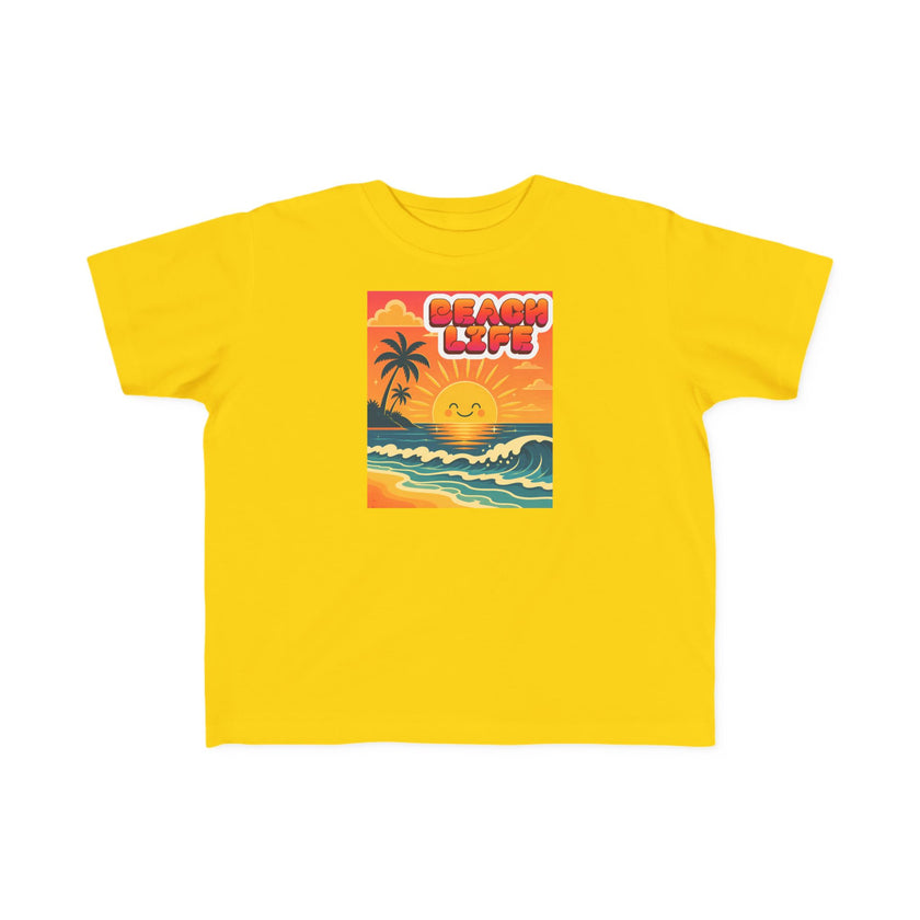 'Beach Life' retro sunset palm toddler tee — Catch Phrase Poet