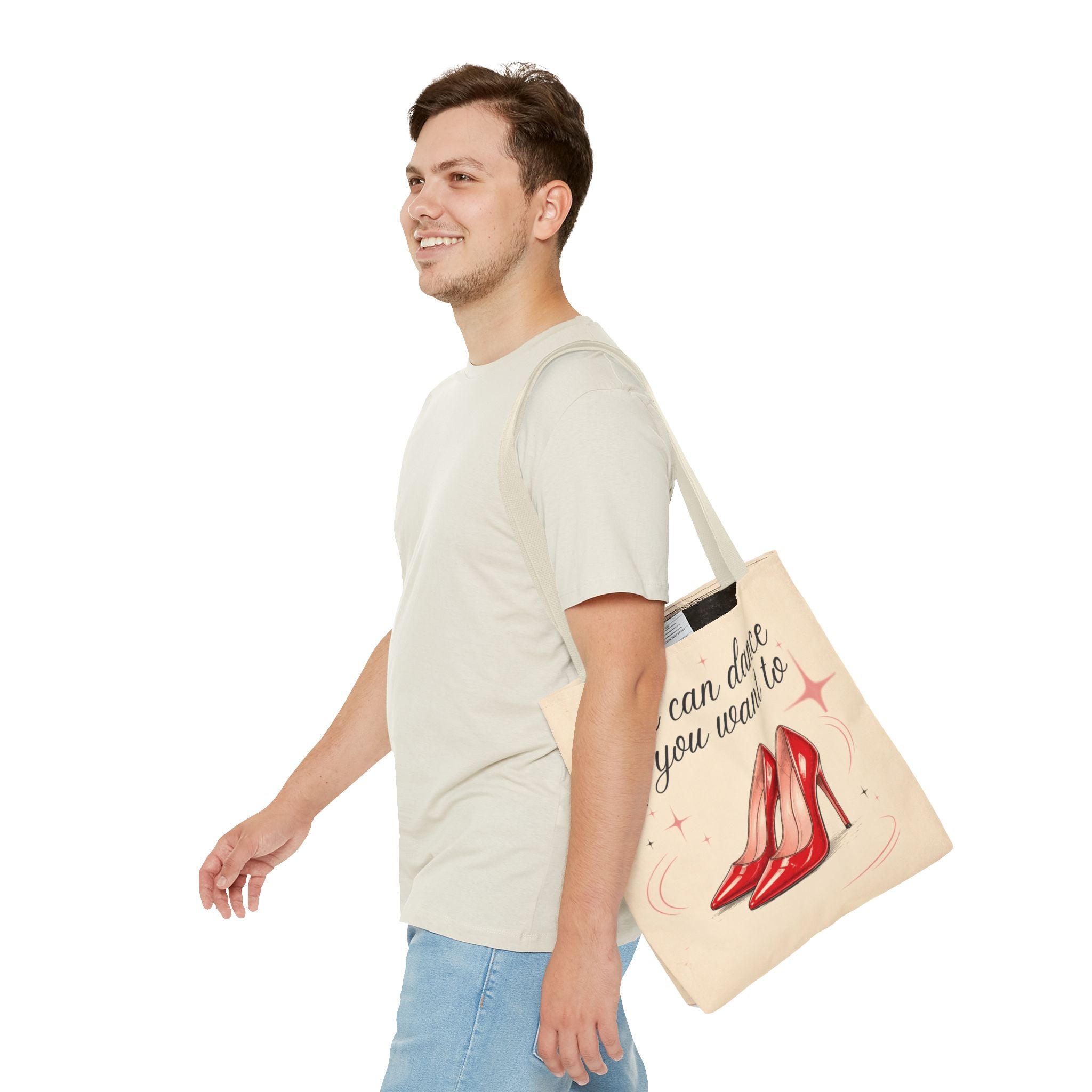 Tote Bag — “You Can Dance If You Want To” Red Heels Canvas Tote