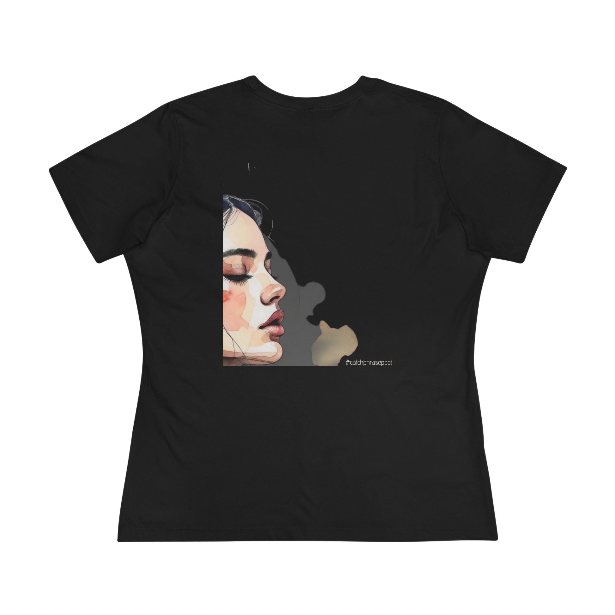 Women's Portrait Art Tee — Watercolor Dual-Face Graphic Cotton Shirt 