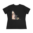 Women's Portrait Art Tee — Watercolor Dual-Face Graphic Cotton Shirt 