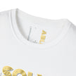 Solvable Graphic T-Shirt — Gold Text Puzzle Design