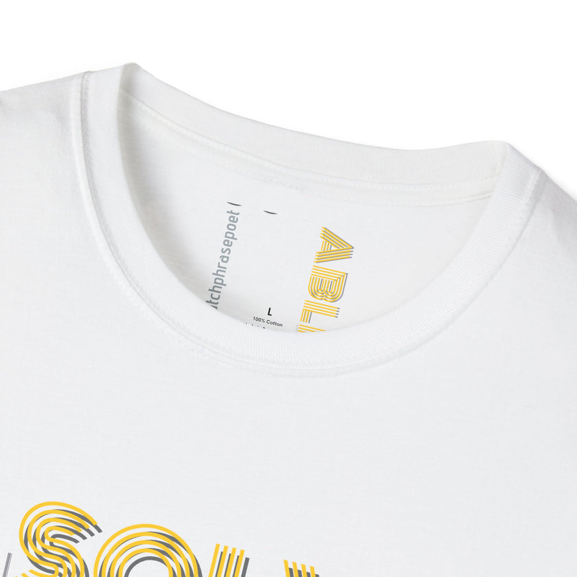Solvable Graphic T-Shirt — Gold Text Puzzle Design