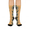 Vintage Sunflower Vine Cushioned Crew Socks | Floral Botanical Pattern