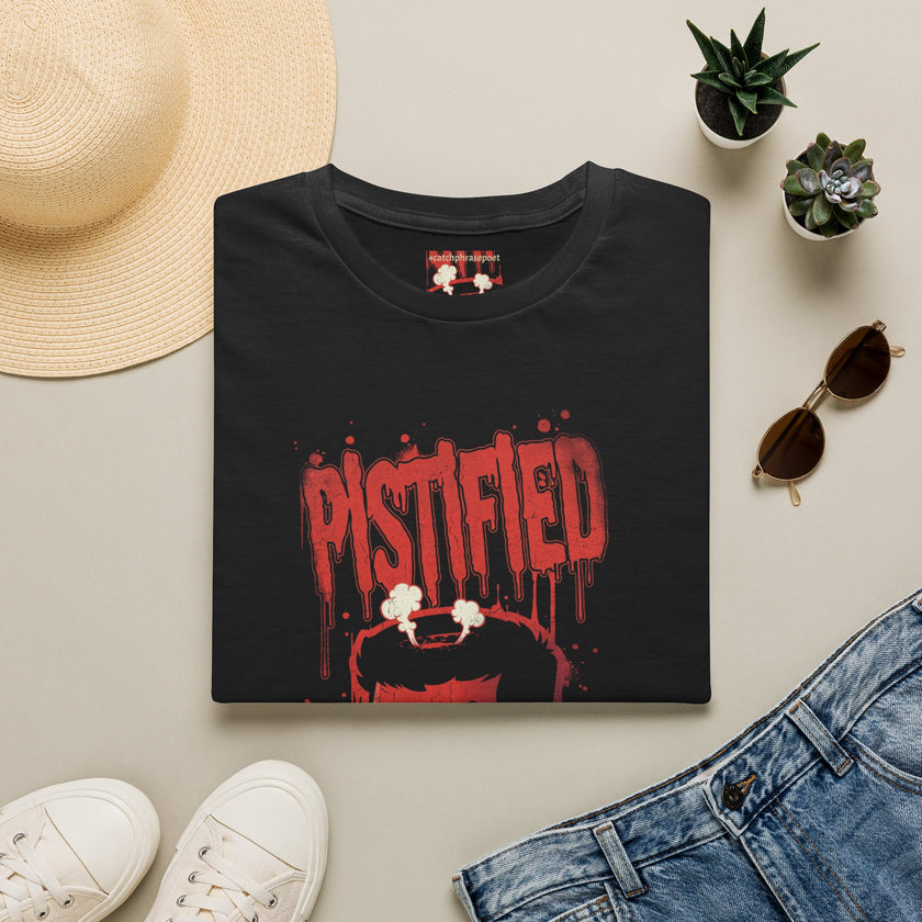 T-Shirt — 'Pistified' Graphic Tee with Grinning Skull Design