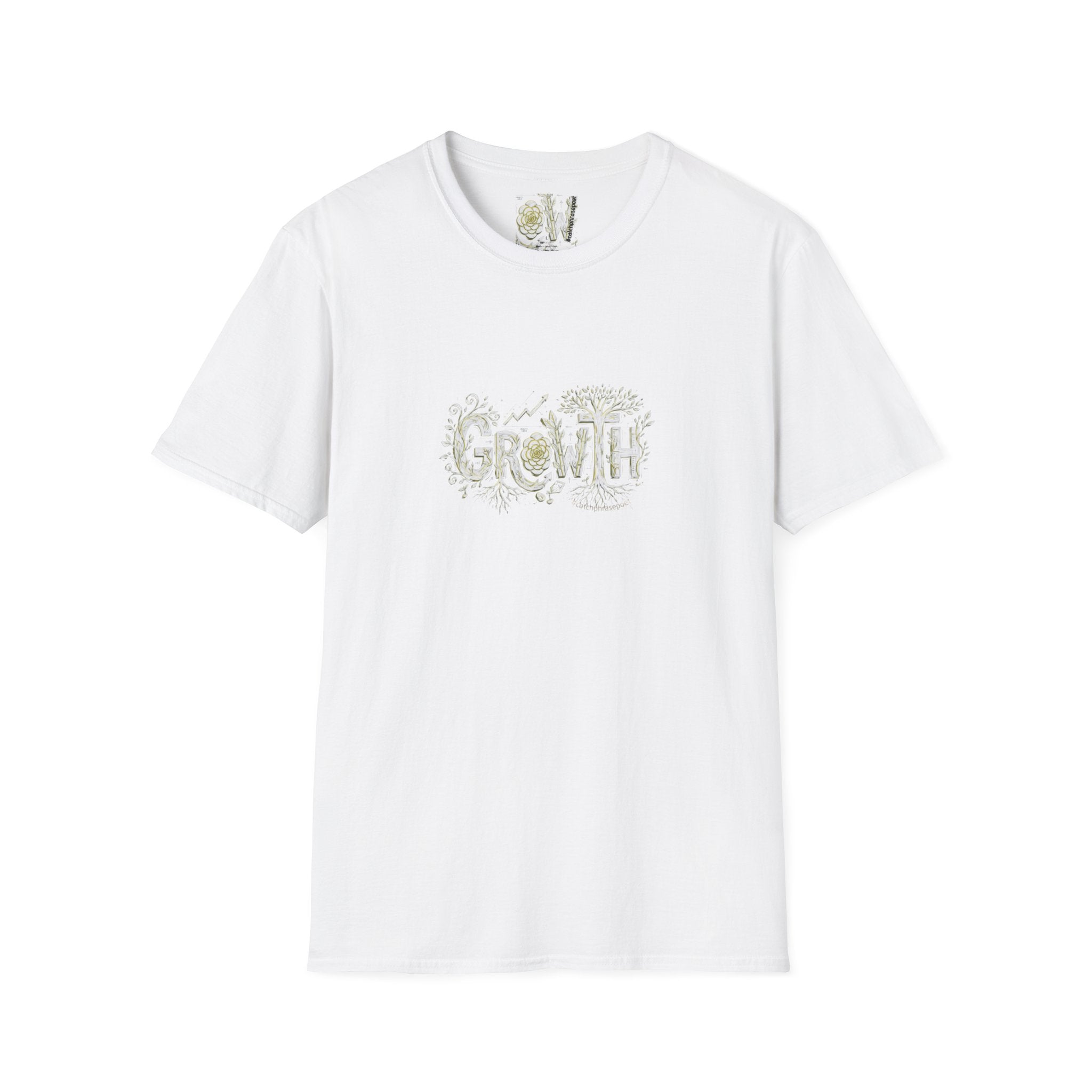 Growth Floral Typography T-Shirt | Botanical Plant Lettering