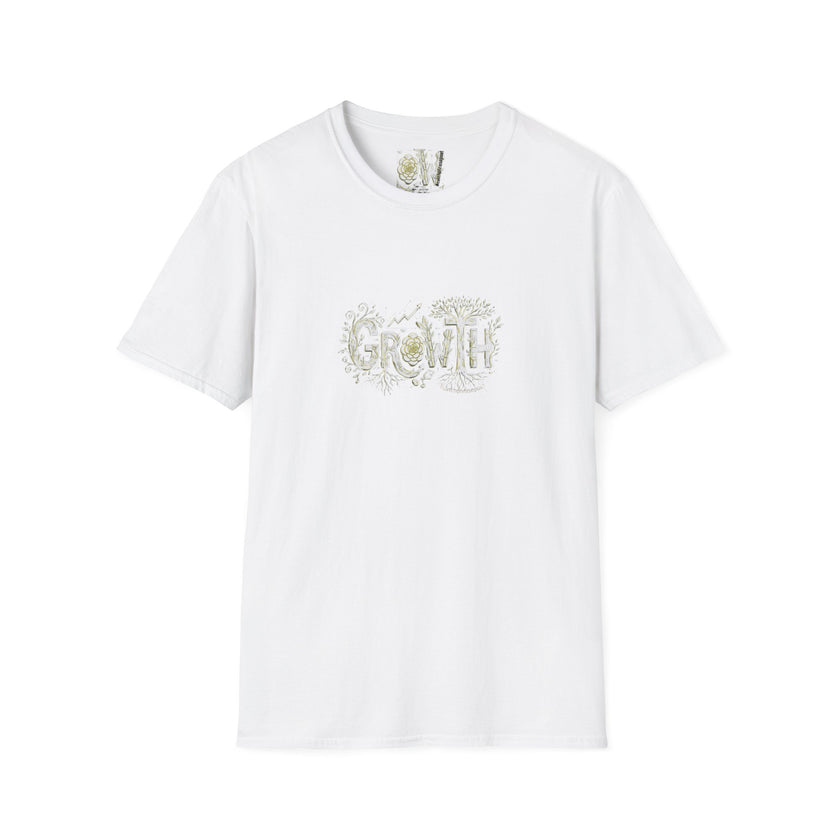 Growth Floral Typography T-Shirt | Botanical Plant Lettering