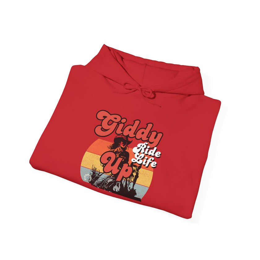 Giddy Up Retro Sunset Cowboy Hoodie | Ride Life Western Graphic