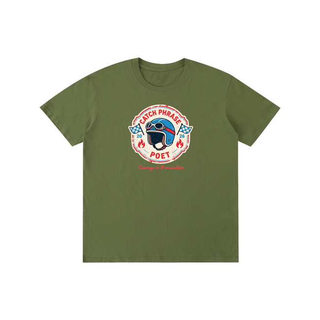 Courage in Persecution inspirational tee detail — Catch Phrase Poet