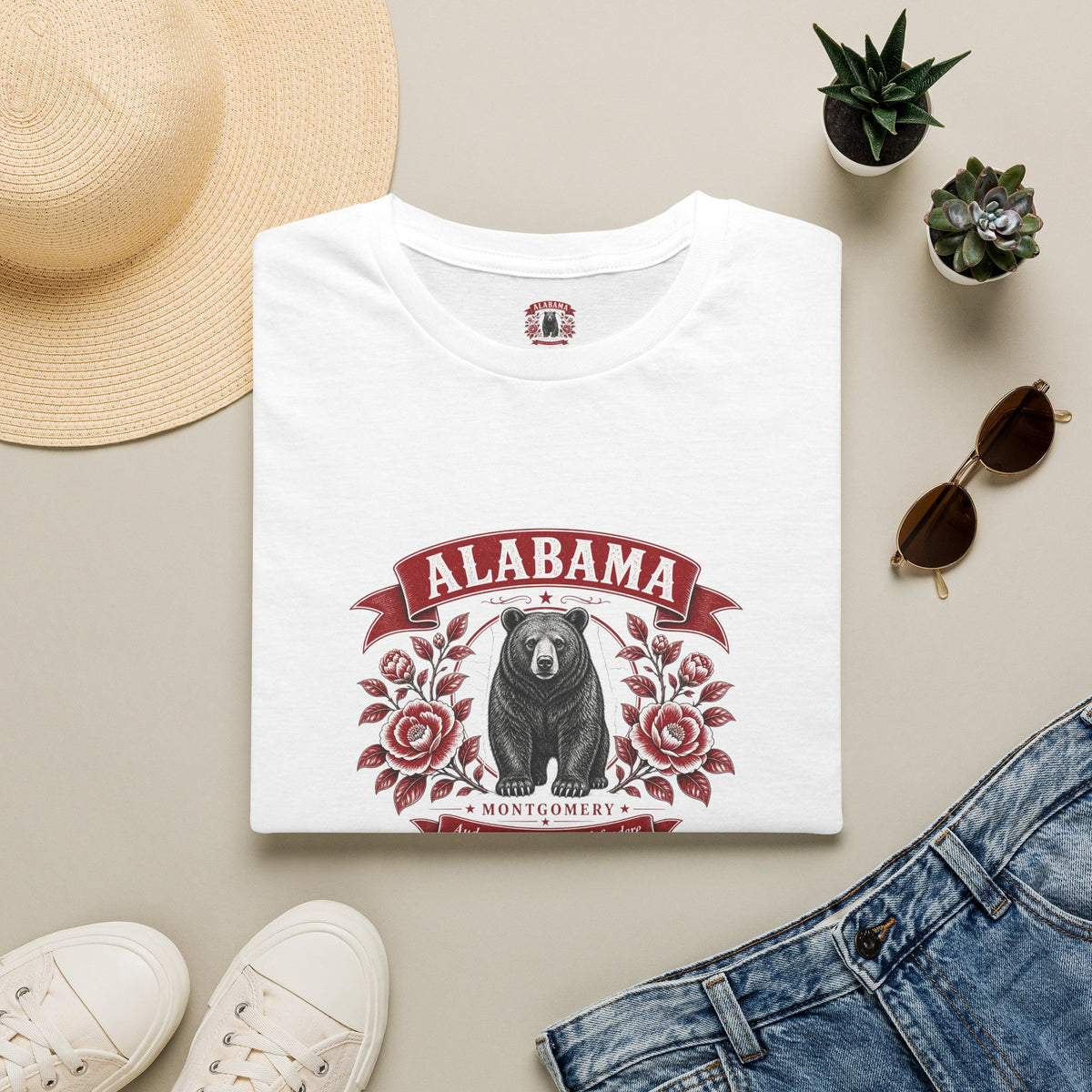 Alabama Bear Floral T-Shirt — Montgomery State Pride Tee