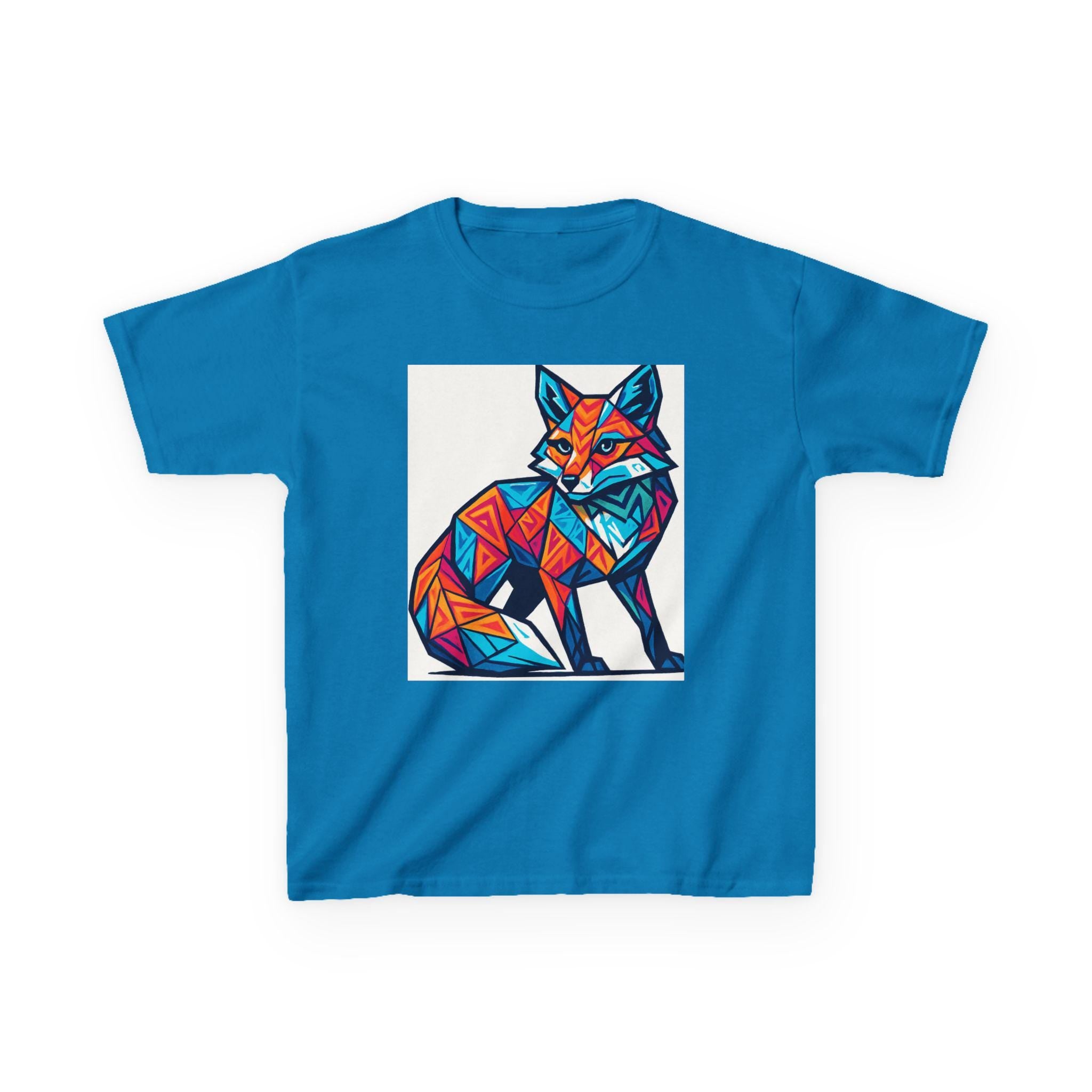 Geometric Fox Kids Tee: Colorful Graphic Art Shirt