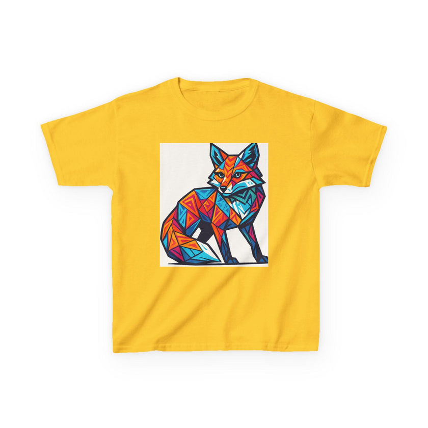 Geometric Fox Kids Tee: Colorful Graphic Art Shirt