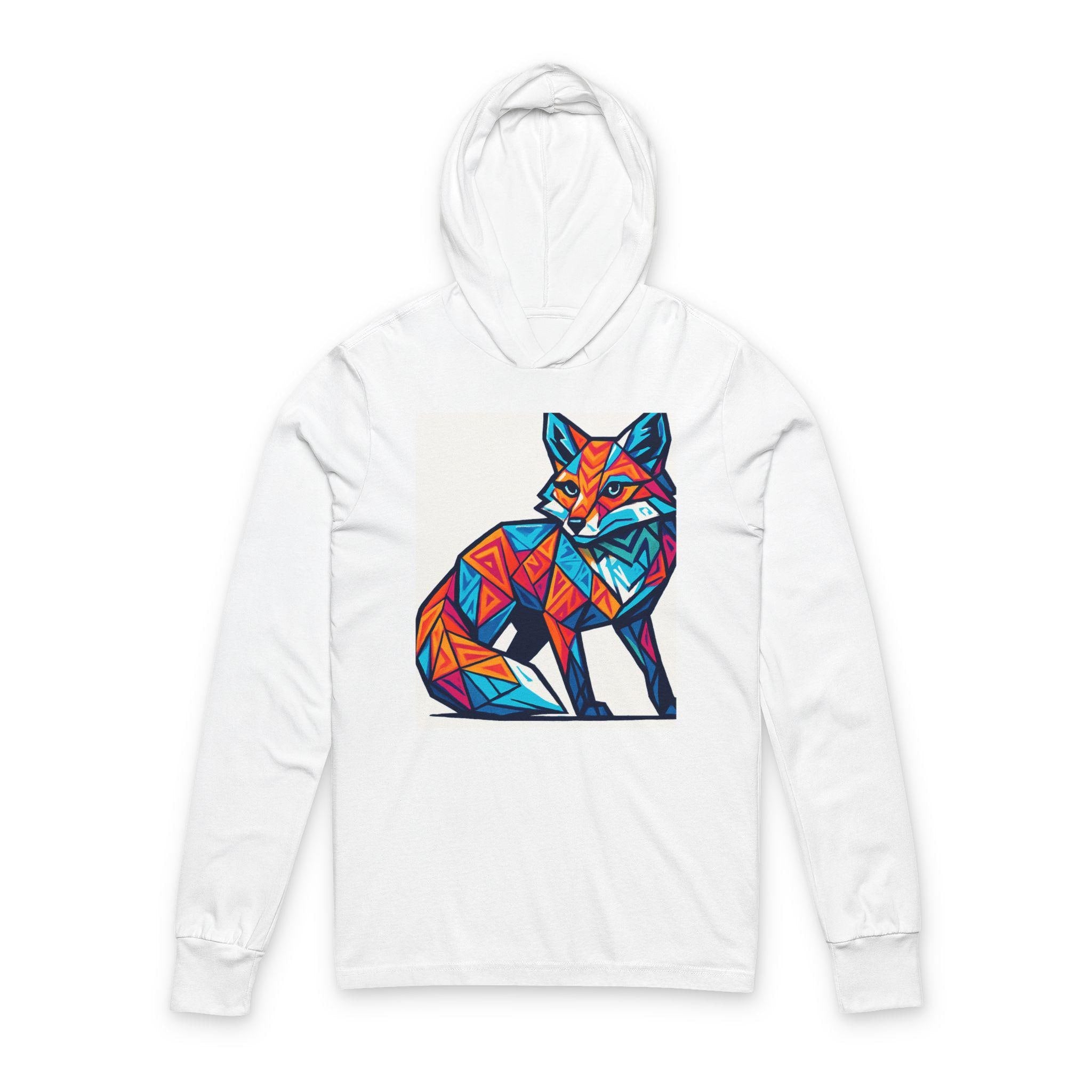 Colorful Fox Art Unisex Hoodie, Graphic Long Sleeve Tee