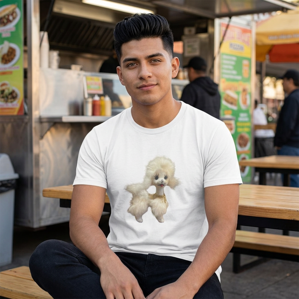 Fluffy White Poodle Tee | Cute Puppy Graphic Shirt