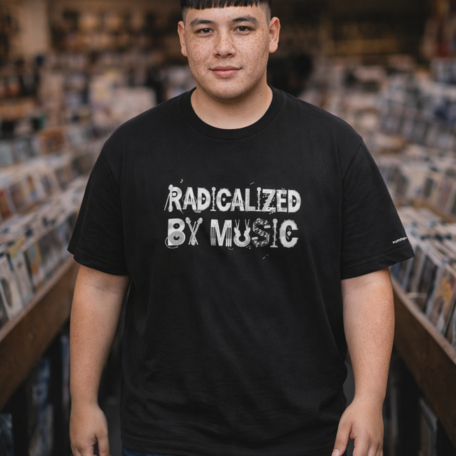 'Radicalized by Music' band-concert graphic tee — Catch Phrase Poet