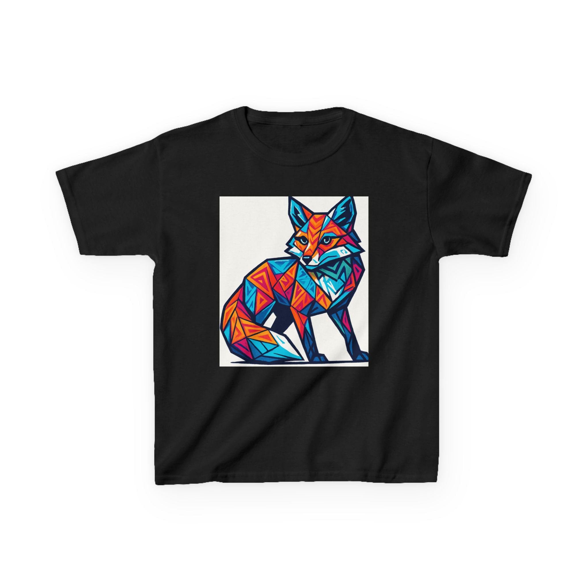 Geometric Fox Kids Tee: Colorful Graphic Art Shirt