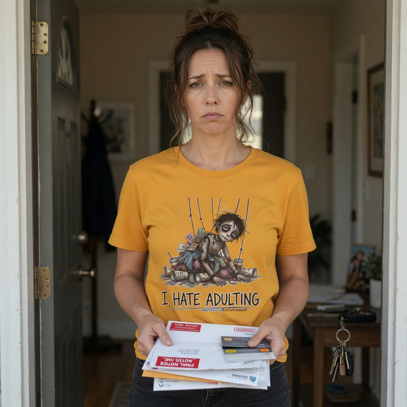 I Hate Adulting T‑Shirt — Cute Creepy Doll Graphic Tee for Adults Who Hate Responsibilities