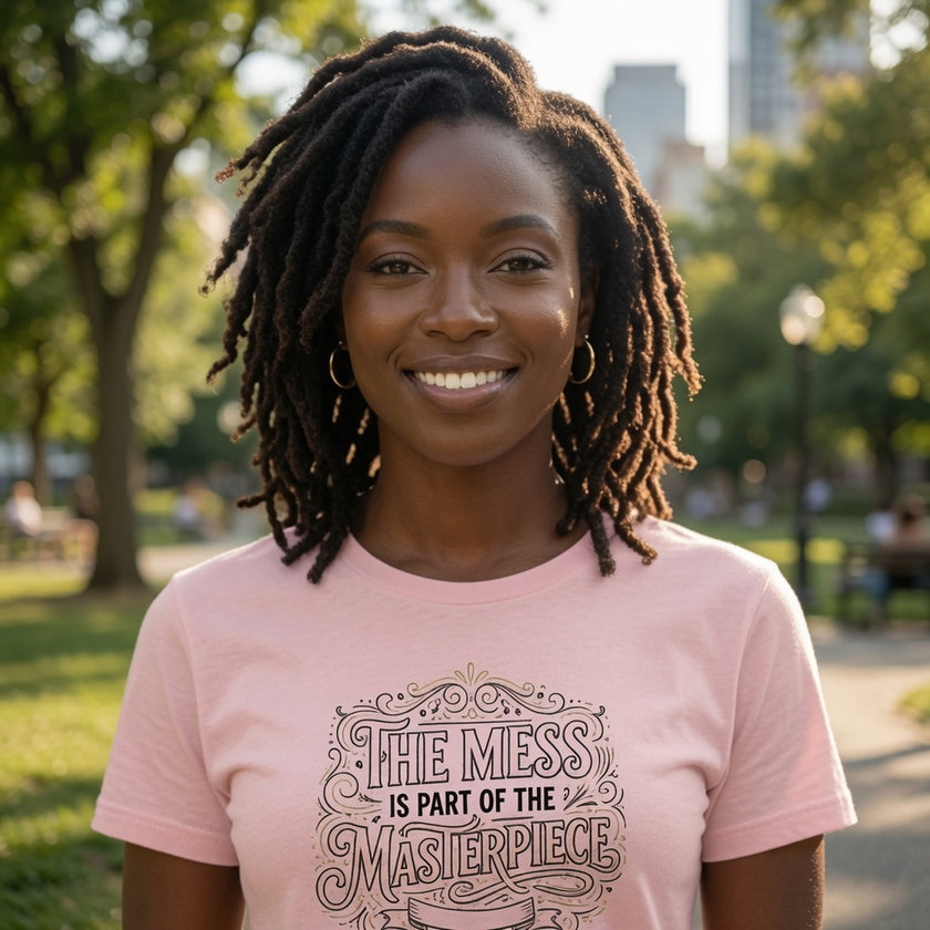 Women’s Favorite Tee — “The Mess Is Part of the Masterpiece” Inspirational Graphic Tee