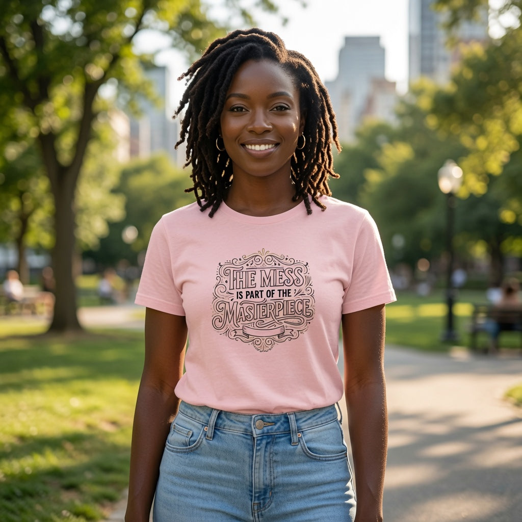 Women’s Favorite Tee — “The Mess Is Part of the Masterpiece” Inspirational Graphic Tee