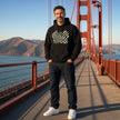 Checkered retro checkerboard heavyweight black hoodie, oversized drop-shoulder fit — Catch Phrase Poet