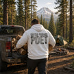 Catch Phrase Poet signature hoodie detail, distressed logo print — Catch Phrase Poet
