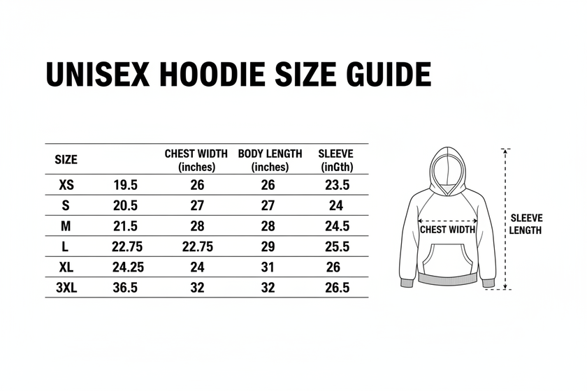 Hoodie Size Chart
